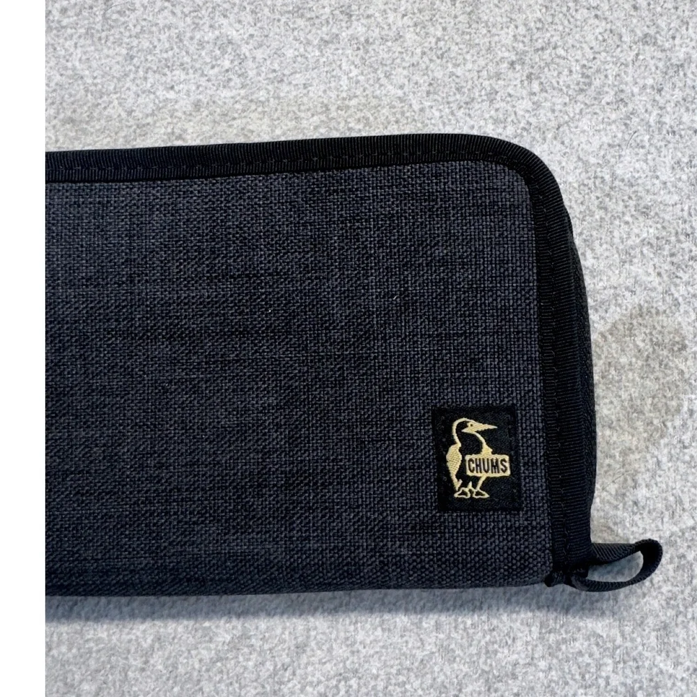 Chums Travel Wallet Unisex OS Charcoal Gray Canvas Zip Around Organizer Pouch